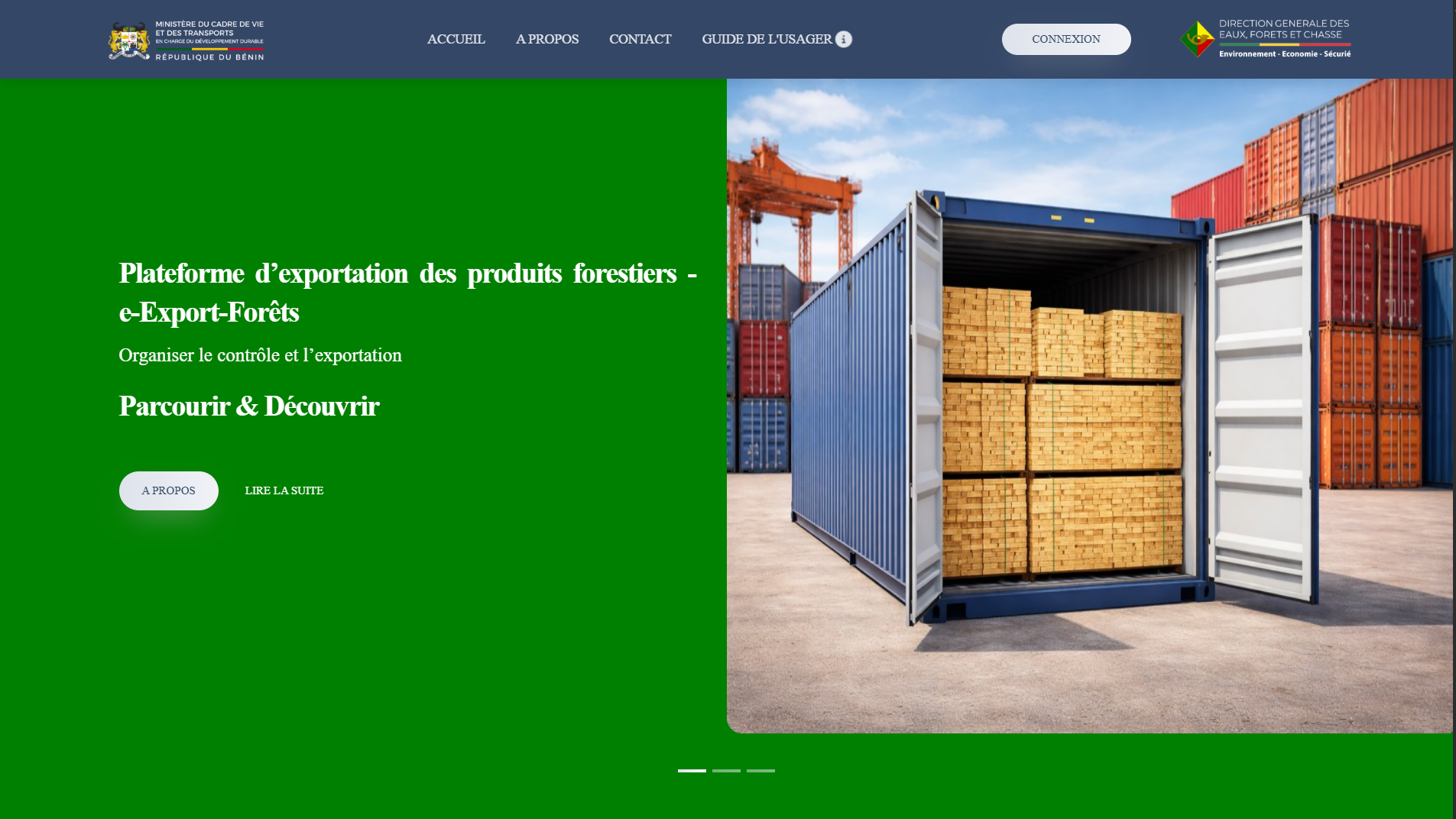 Page d'accueil sur ordinateur