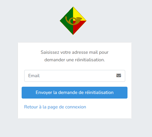 Page de réinitialisation de mot de passe